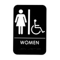 Alpine Industries Women's Braille Handicapped Restroom Sign, Blk/Wht, ADA Compliant, 6"x9" ALPSGN-6